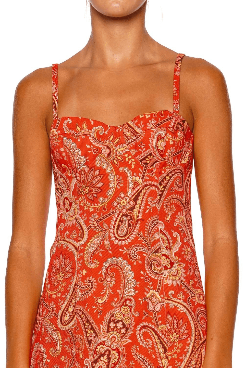 Claudine Paisley Orange Cotton Mini Dress