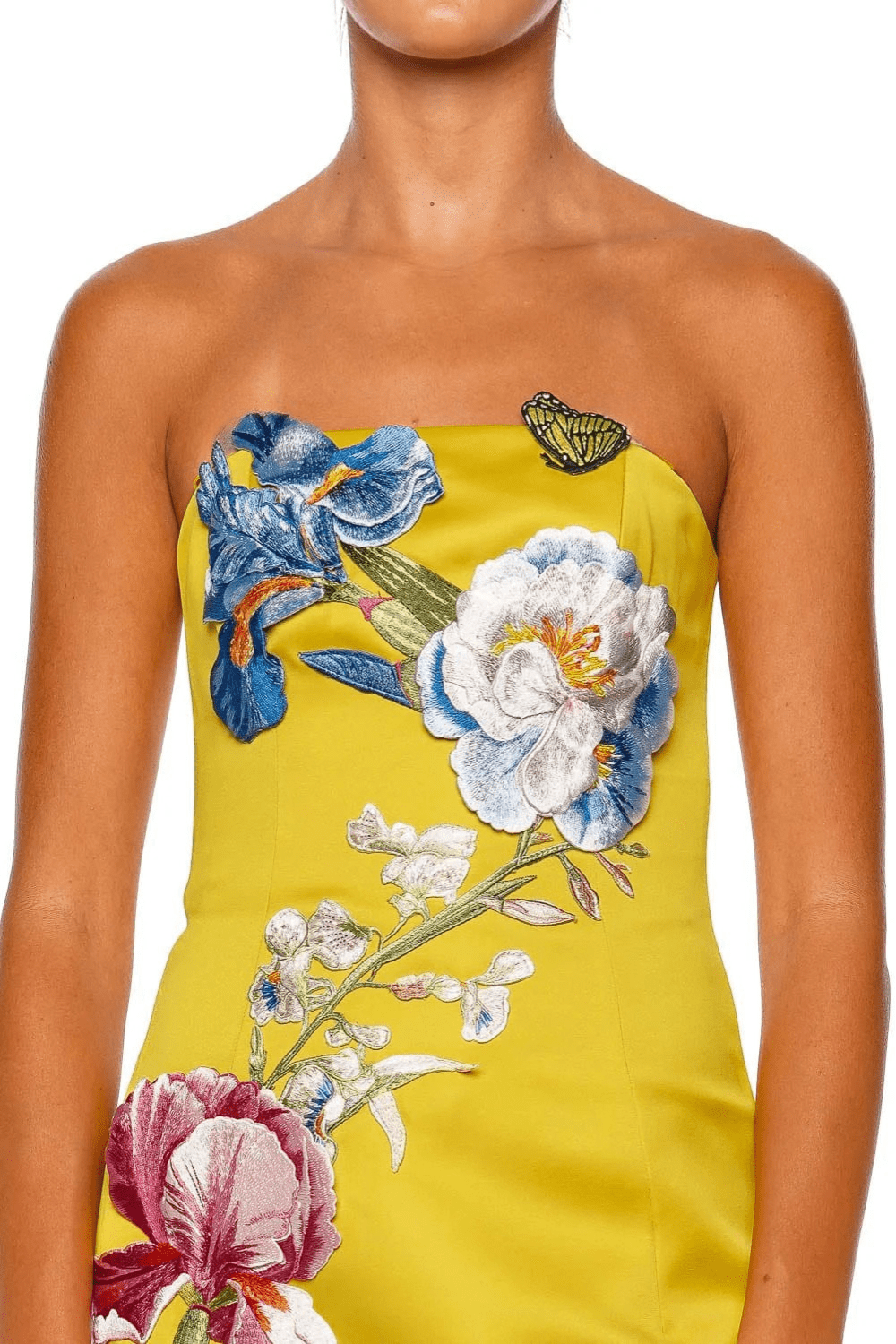 Rayna Strapless Applique Floral Maxi Dress