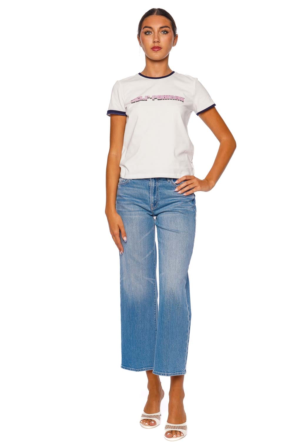 Pink Logo Contrast Trim Tee