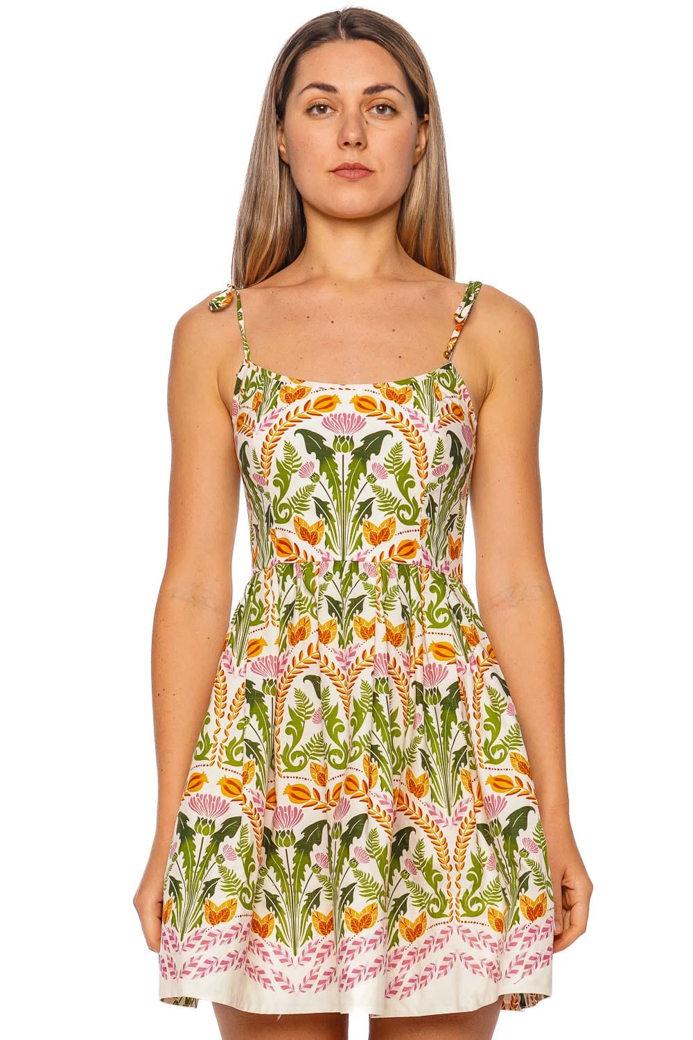 Laia Juniper Egret Tie Shoulder Mini Dress