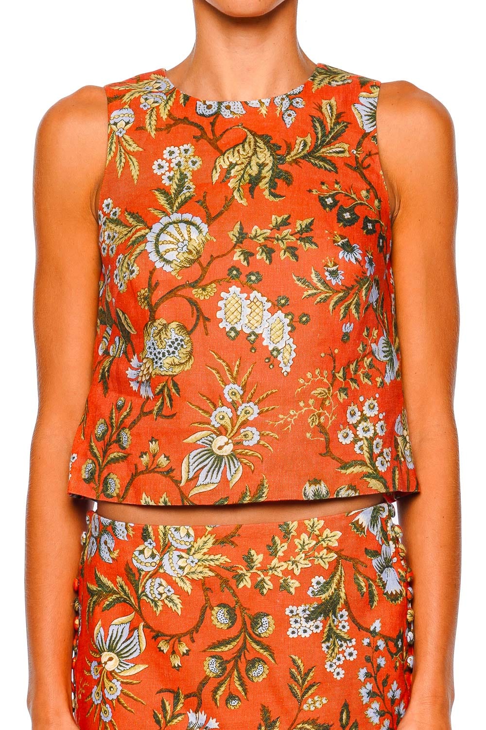 Mackenzie Clover Orange Sleeveless Top