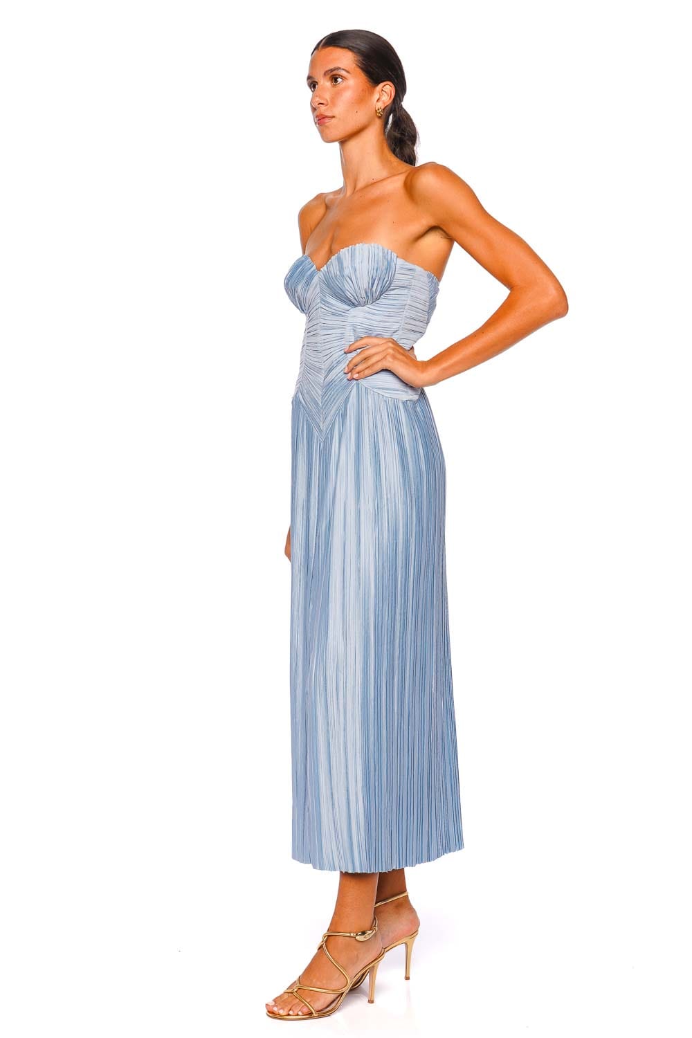 Ashika Coastal Corset Pleated Gown