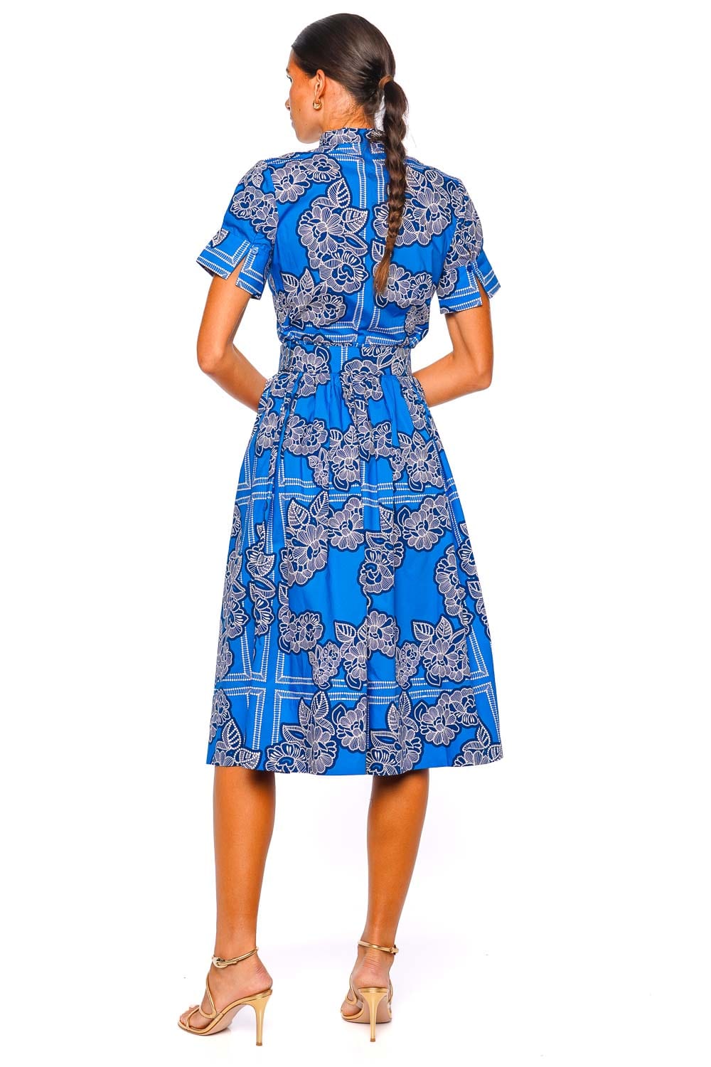 Malena Cobalt Floral Belted Midi Dress