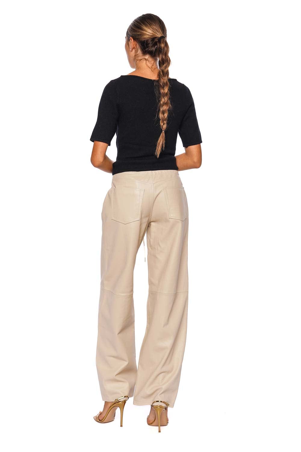 Cool Beige Leather Low Rise Jean