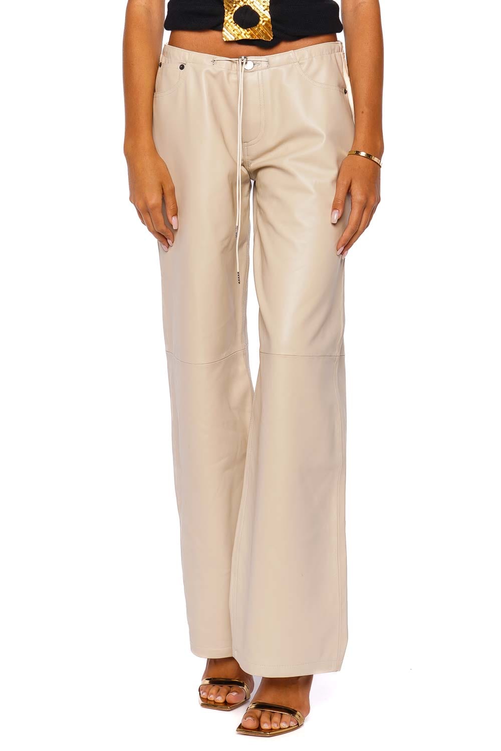 Cool Beige Leather Low Rise Jean