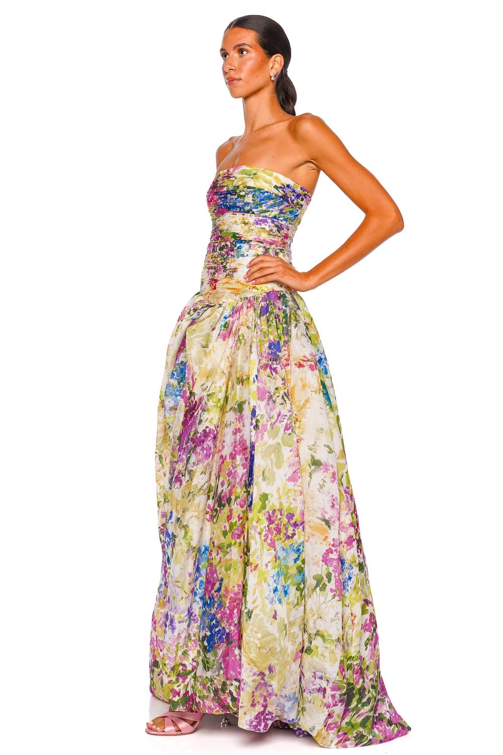 Dahlia Lavandula Rushed Strapless Gown