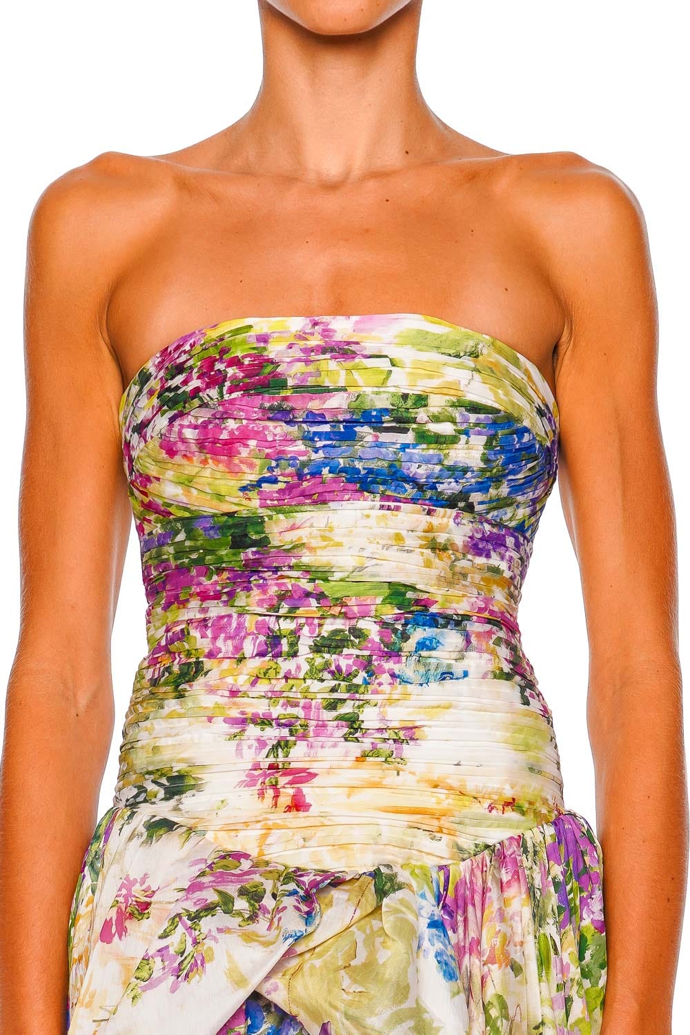 Dahlia Lavandula Rushed Strapless Gown
