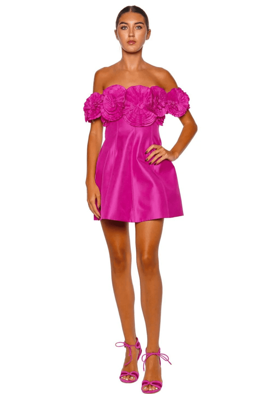 Trusley Violet Floral Off Shoulder Mini Dress
