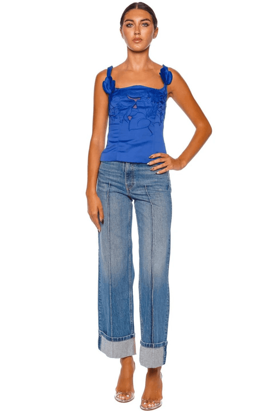 Isadora Lapis Floral Applique Sleeveless Top