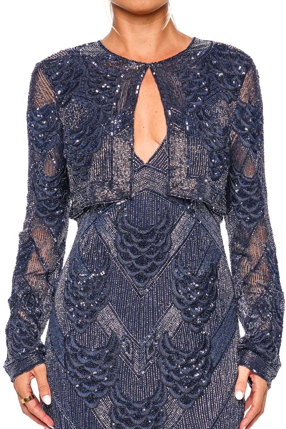 Navy Petal Bead Embroidered Bolero