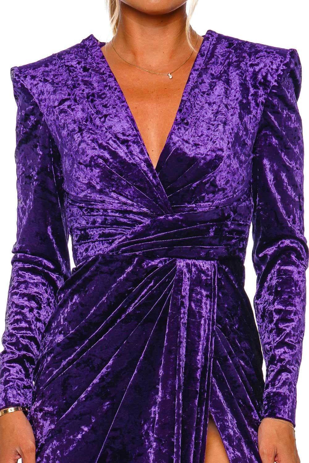 Amaranth Purple Velvet Midi Dress