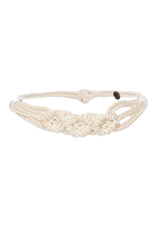 Bresia Beige Braided Rope Belt