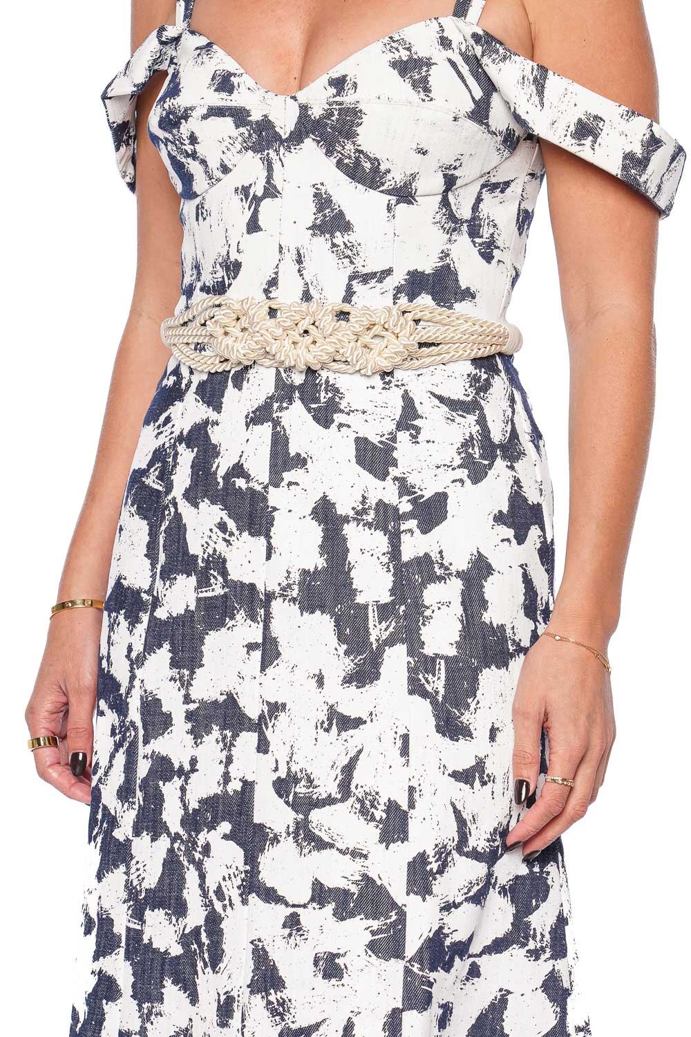 Bresia Beige Braided Rope Belt