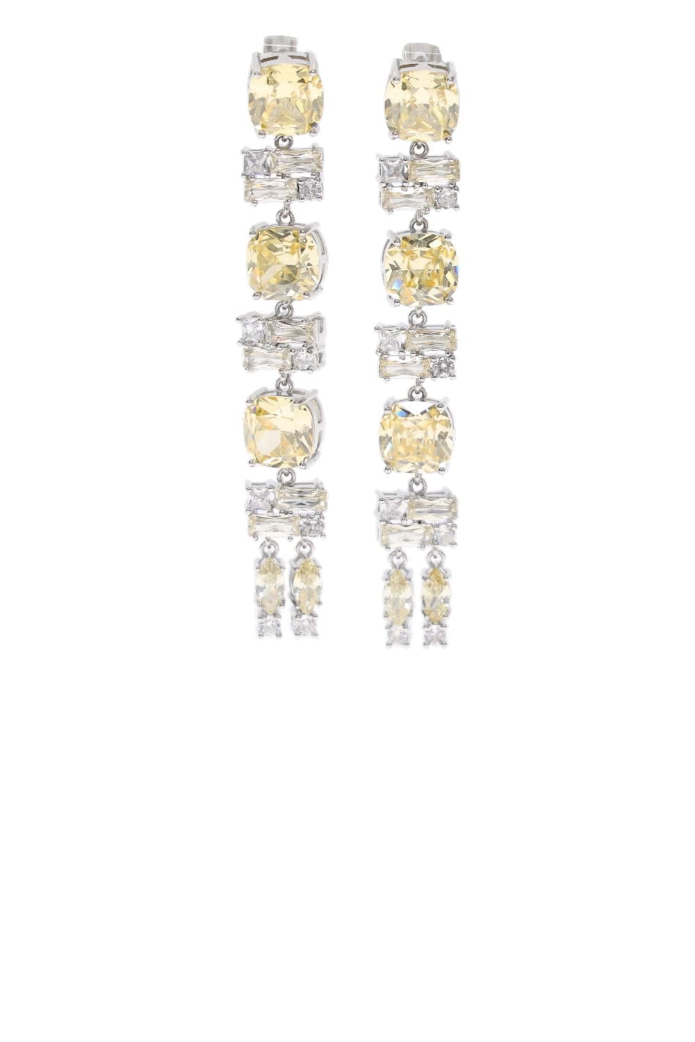 Long Yellow Crystal Strass Drop Earrings