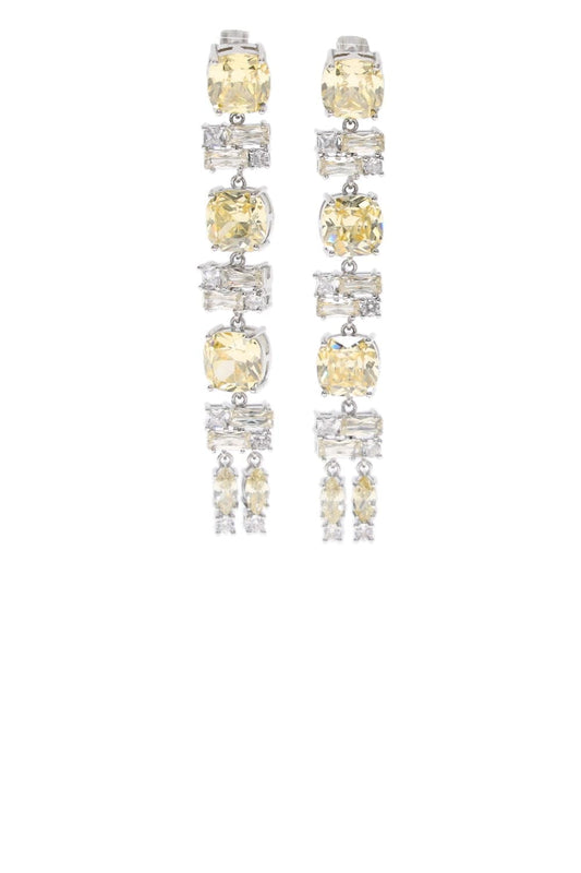 Long Yellow Crystal Strass Drop Earrings