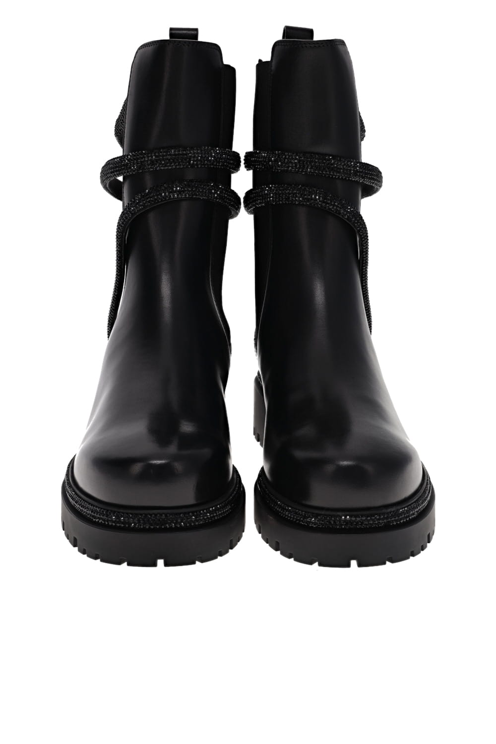 Black Jet Crystal Leather Biker Boot