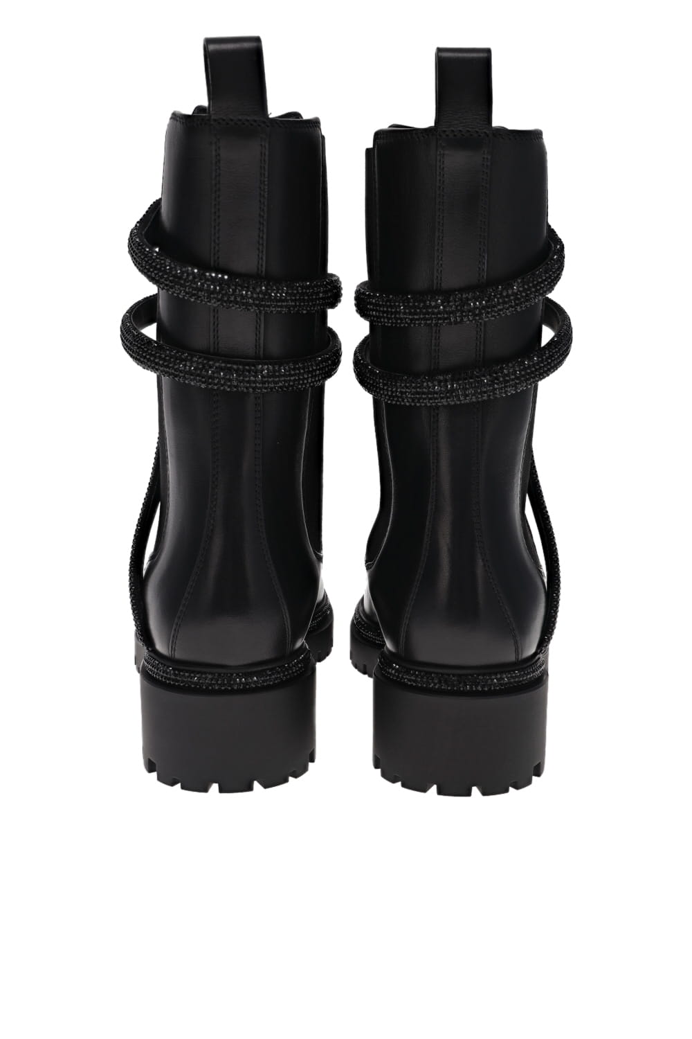 Black Jet Crystal Leather Biker Boot