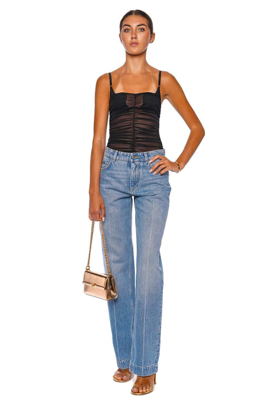 Washed Denim Straight Leg Jean