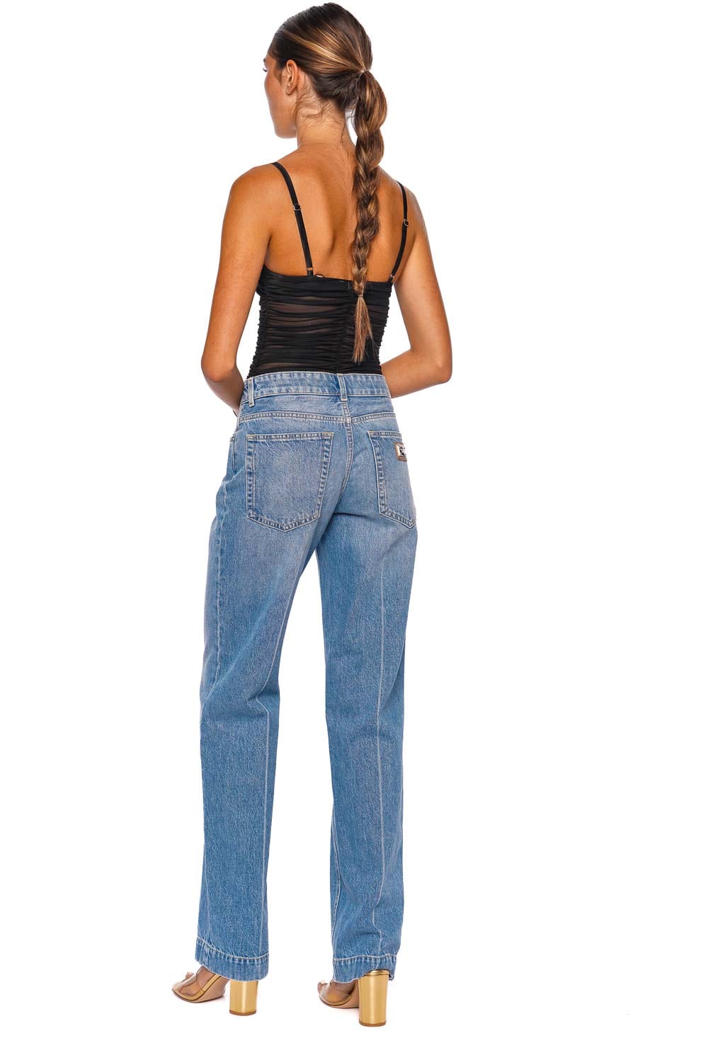 Washed Denim Straight Leg Jean