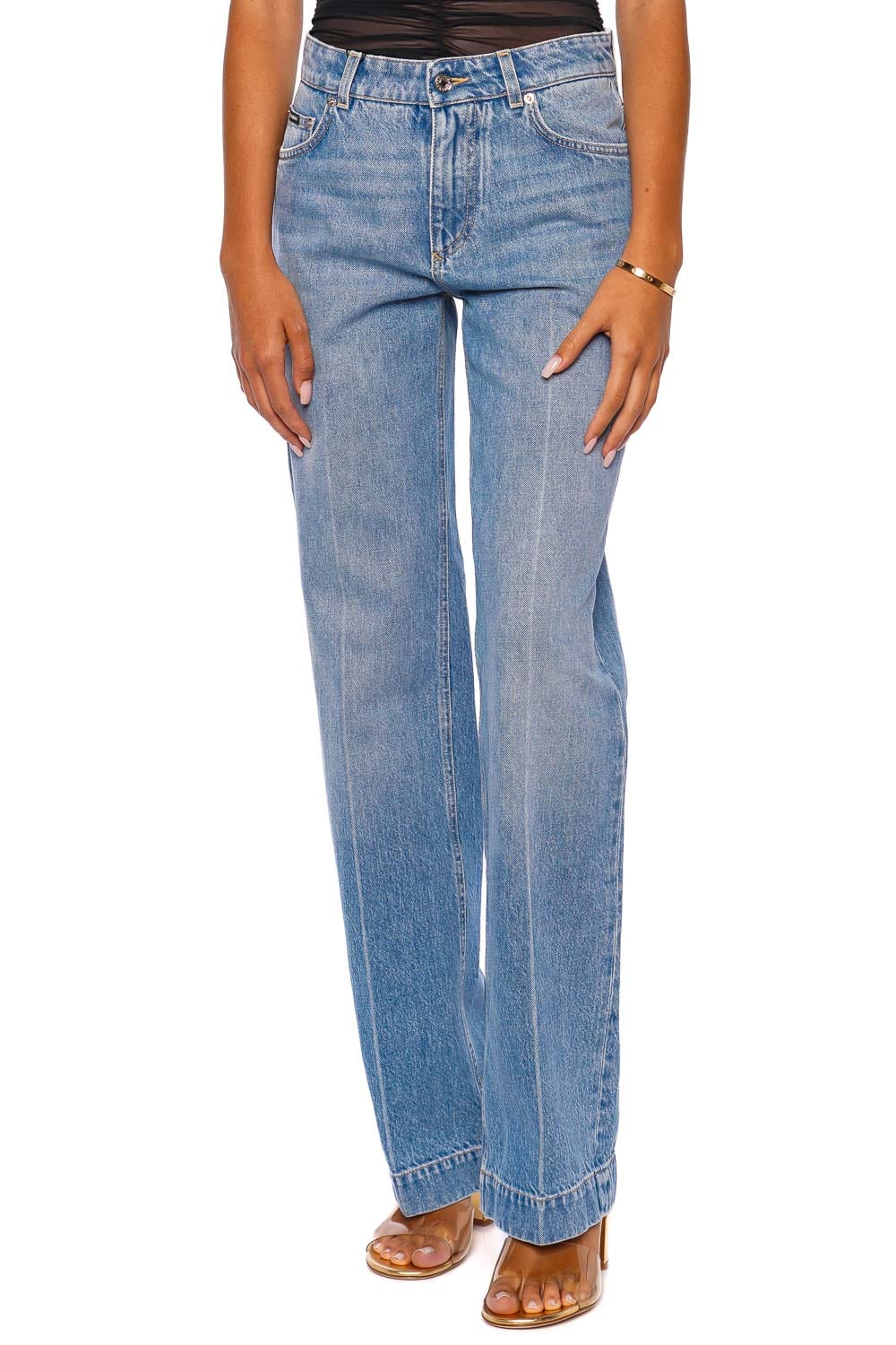 Washed Denim Straight Leg Jean