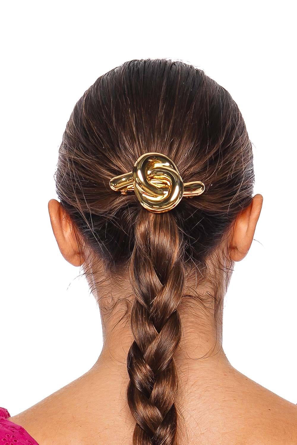 Glossy Gold Knot French Barrette