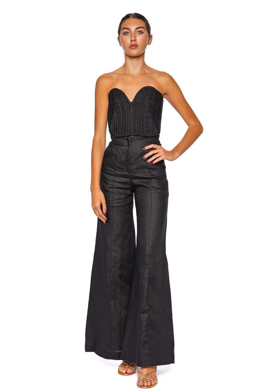 Encontrarte Black Linen Wide Leg Pant