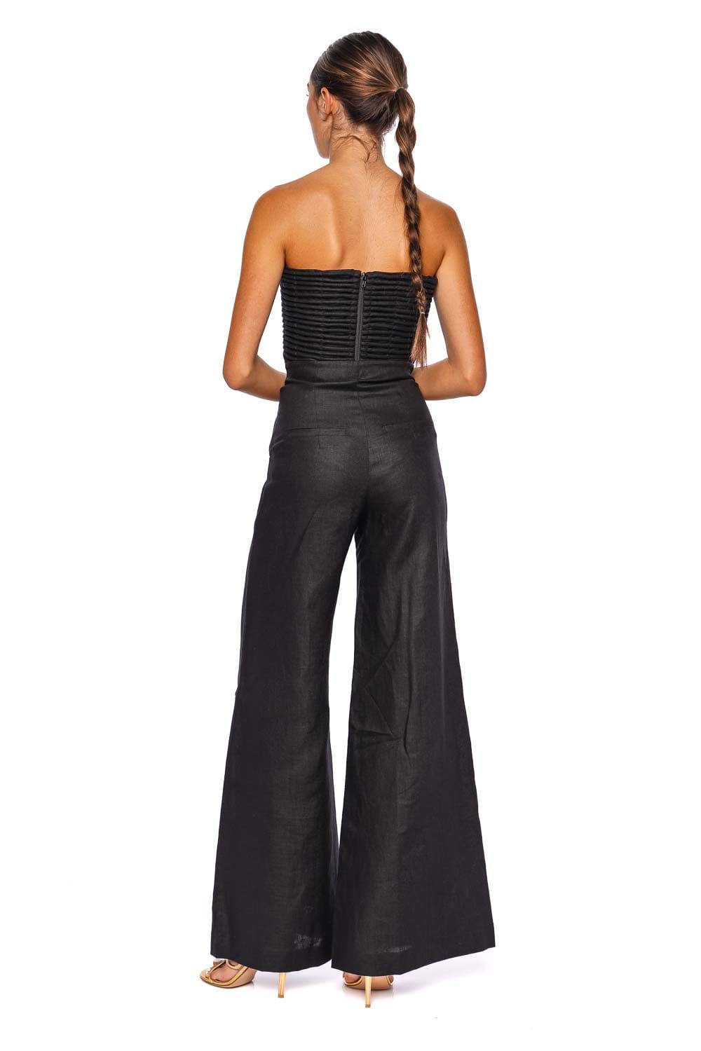 Encontrarte Black Linen Wide Leg Pant
