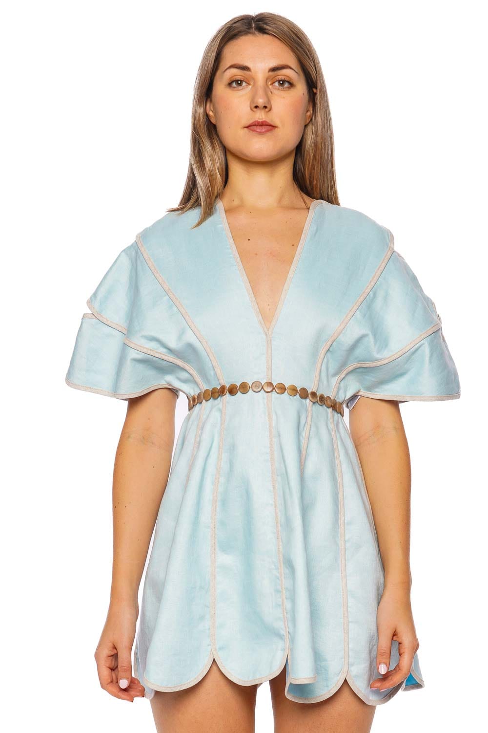 Namika Scalloped Linen Mini Dress
