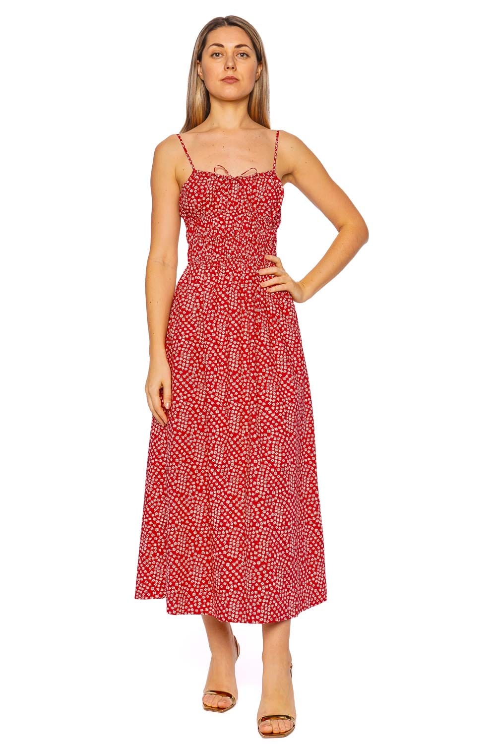 Marianne Allura Floral Gathered Midi Dress