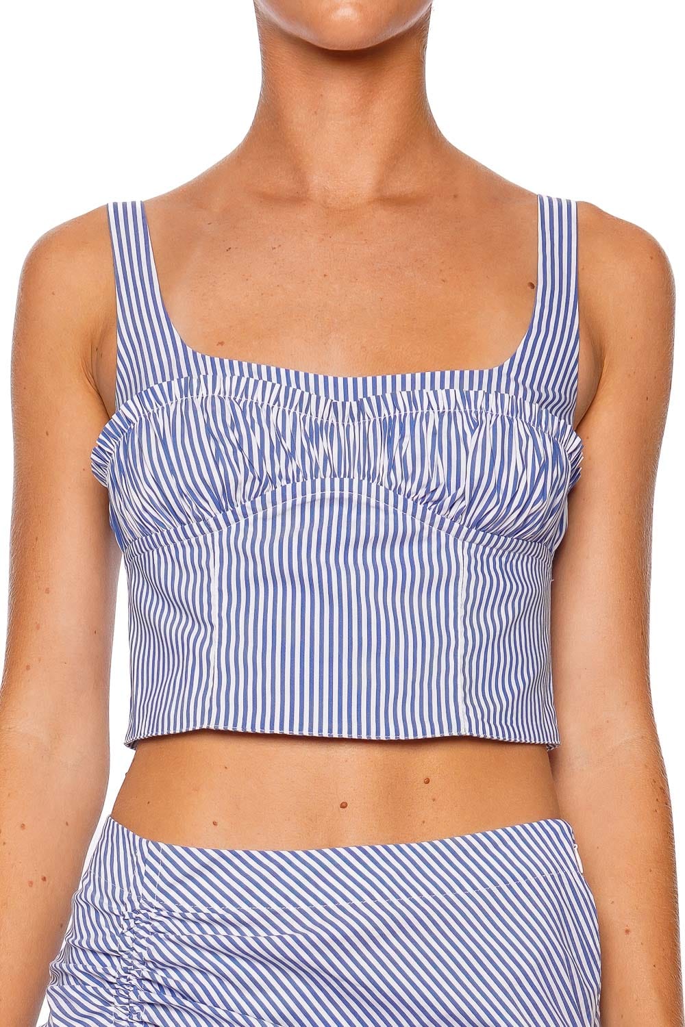 Poplin Stripe Bustier Crop Top
