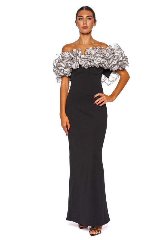 Runway Black Flutter Maxi Dress