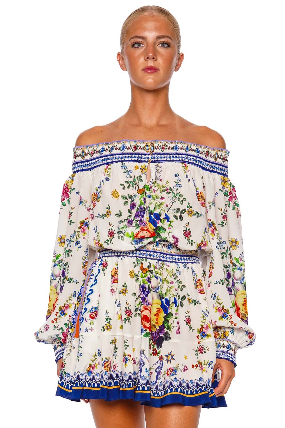 Tiles Darls Off Shoulder Mini Dress
