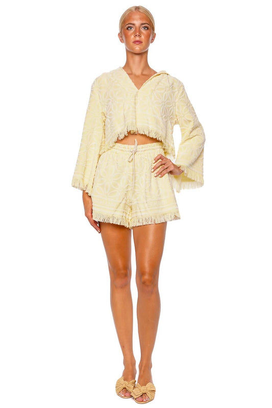 Coco Towelling Fringe Hooded Top