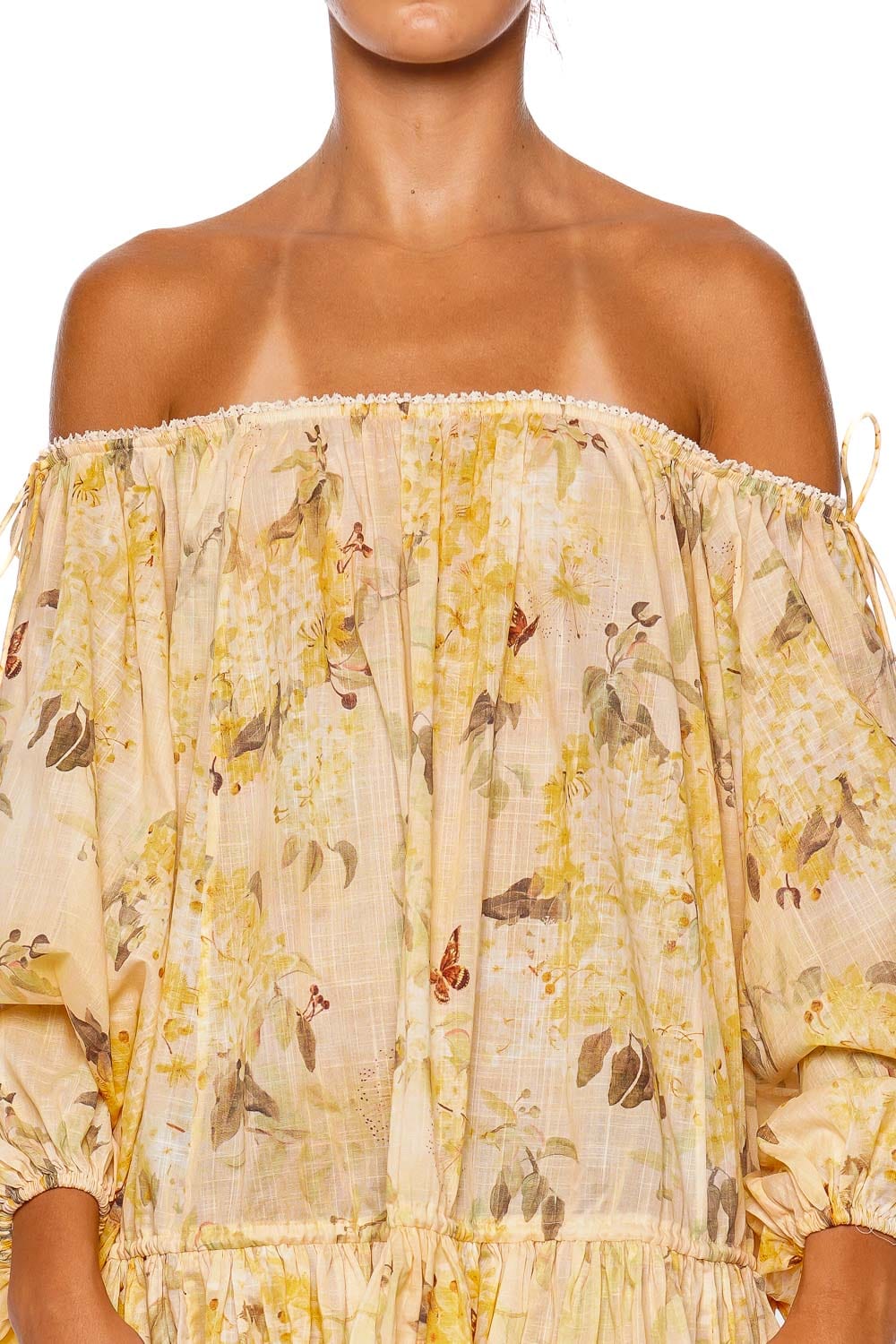 Cascadian Yellow Floral Tiered Mini Dress