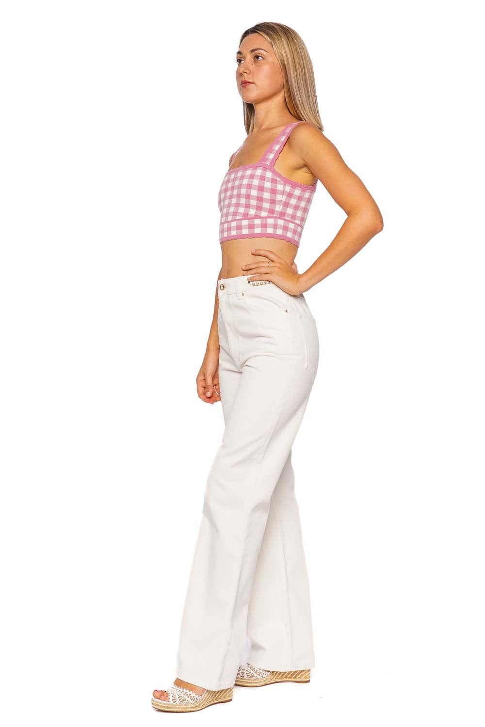 Jessyn Checkered Knit Crop Tank