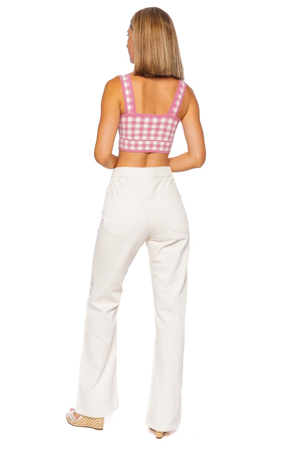 Jessyn Checkered Knit Crop Tank