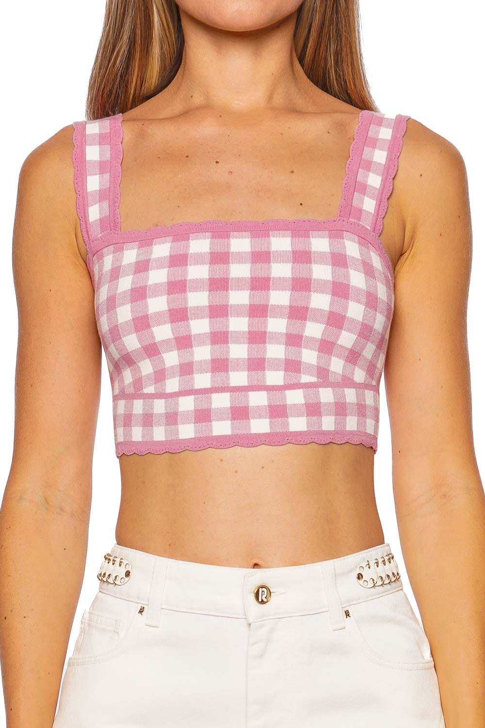 Jessyn Checkered Knit Crop Tank