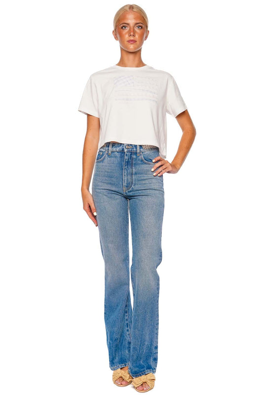 Nyssa White Faded Short Sleeve Tee