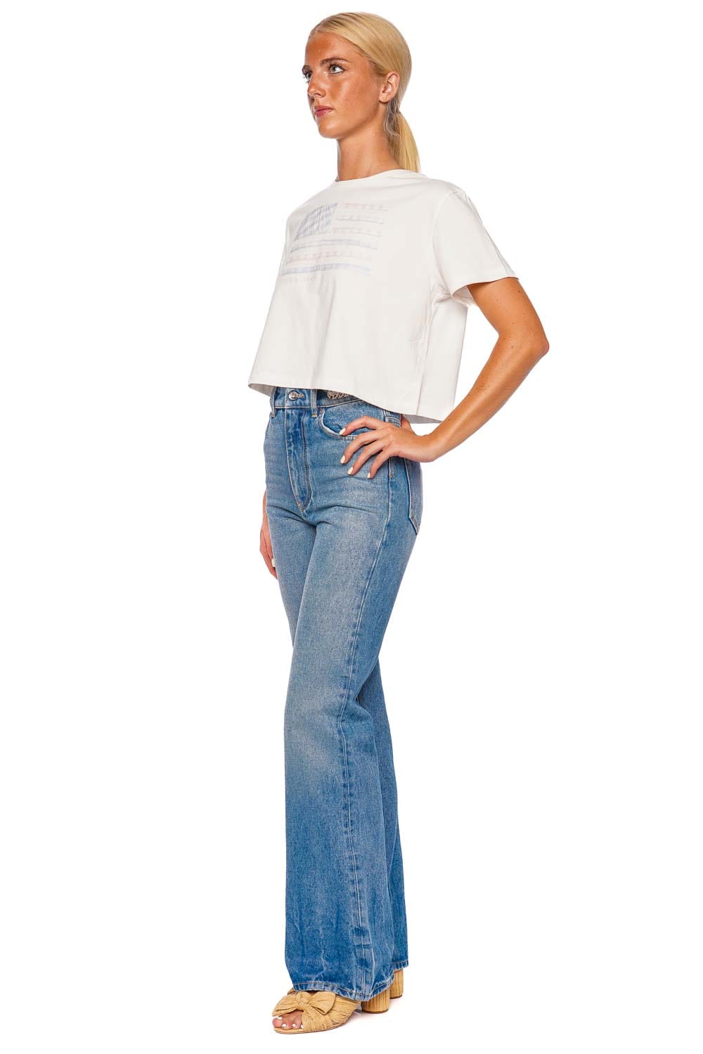 Nyssa White Faded Short Sleeve Tee