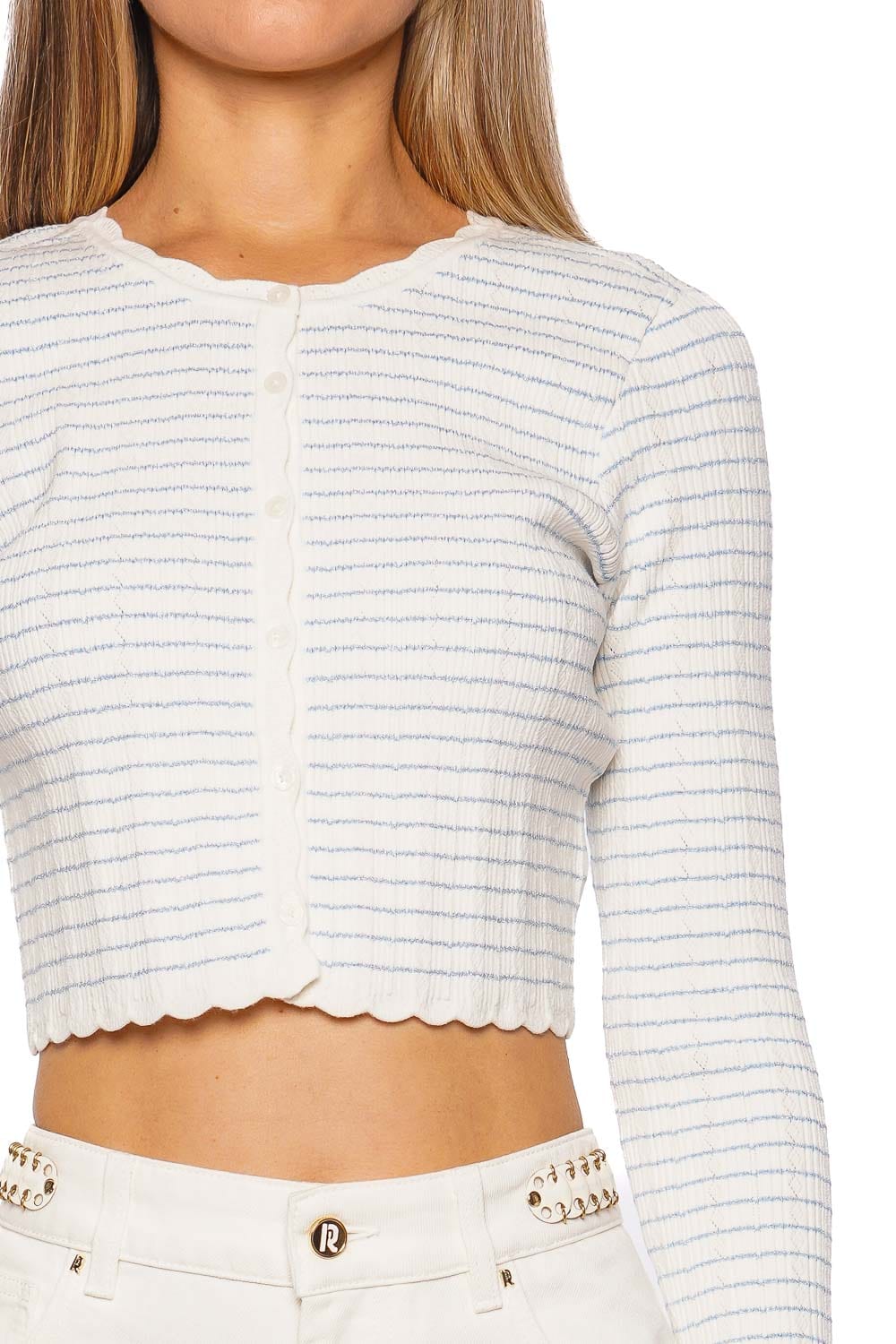 Media Sailor Striped Pointelle Cardigan