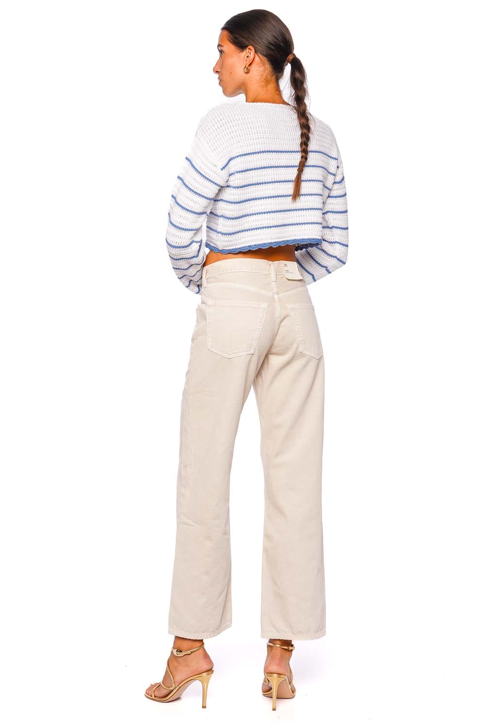 Shore Long Sleeve Cropped Pullover Maritime Stripes