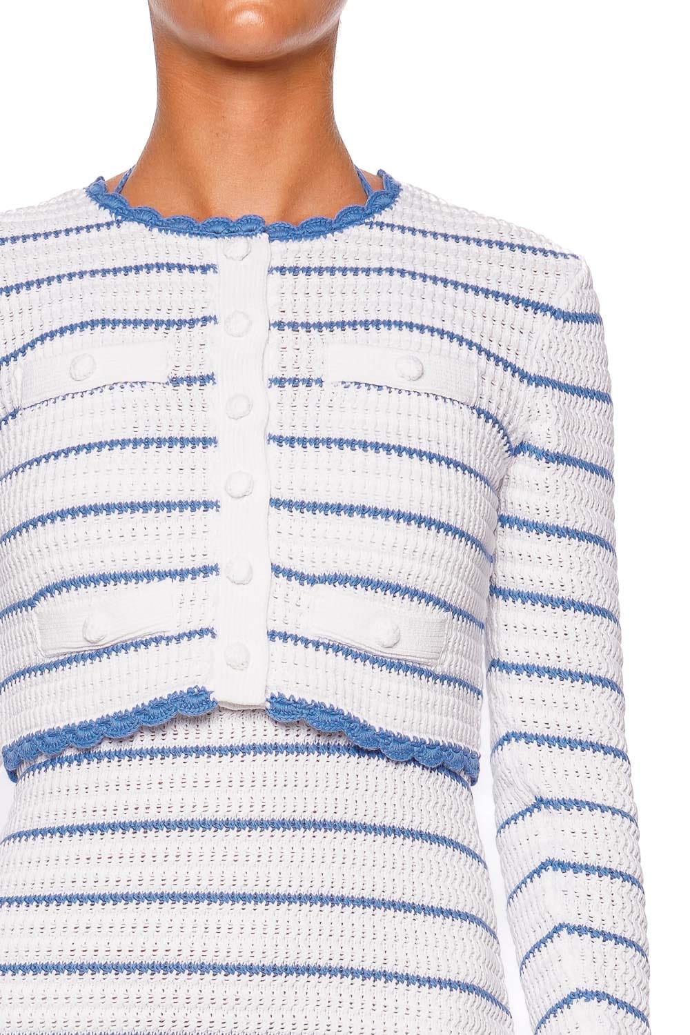 Lamiya Maritime Striped Crochet Cardigan