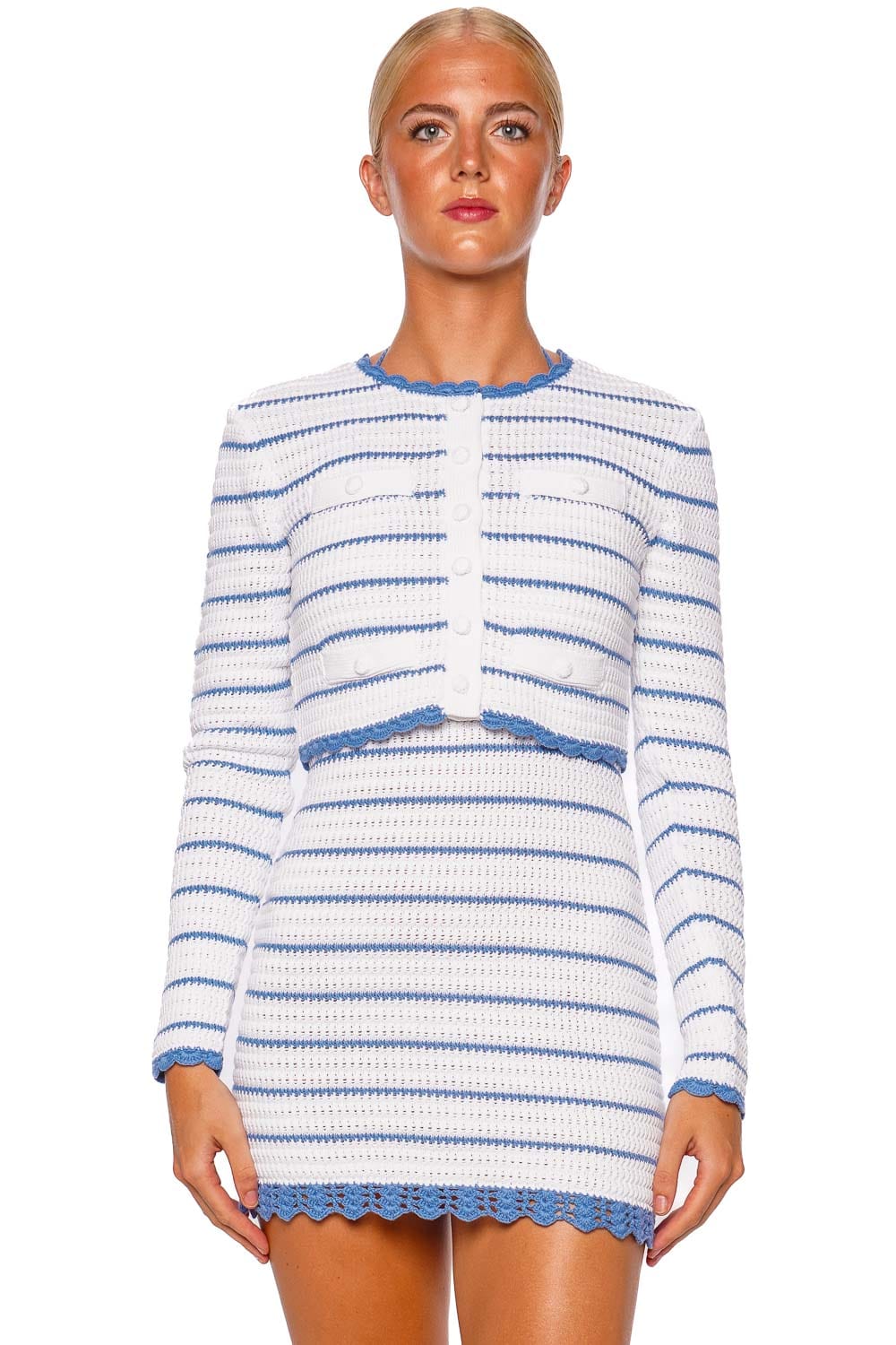 Lamiya Maritime Striped Crochet Cardigan