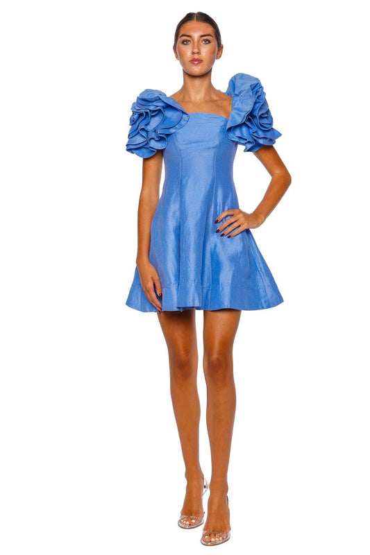 Twlya Rosette Oyster Blue Mini Dress