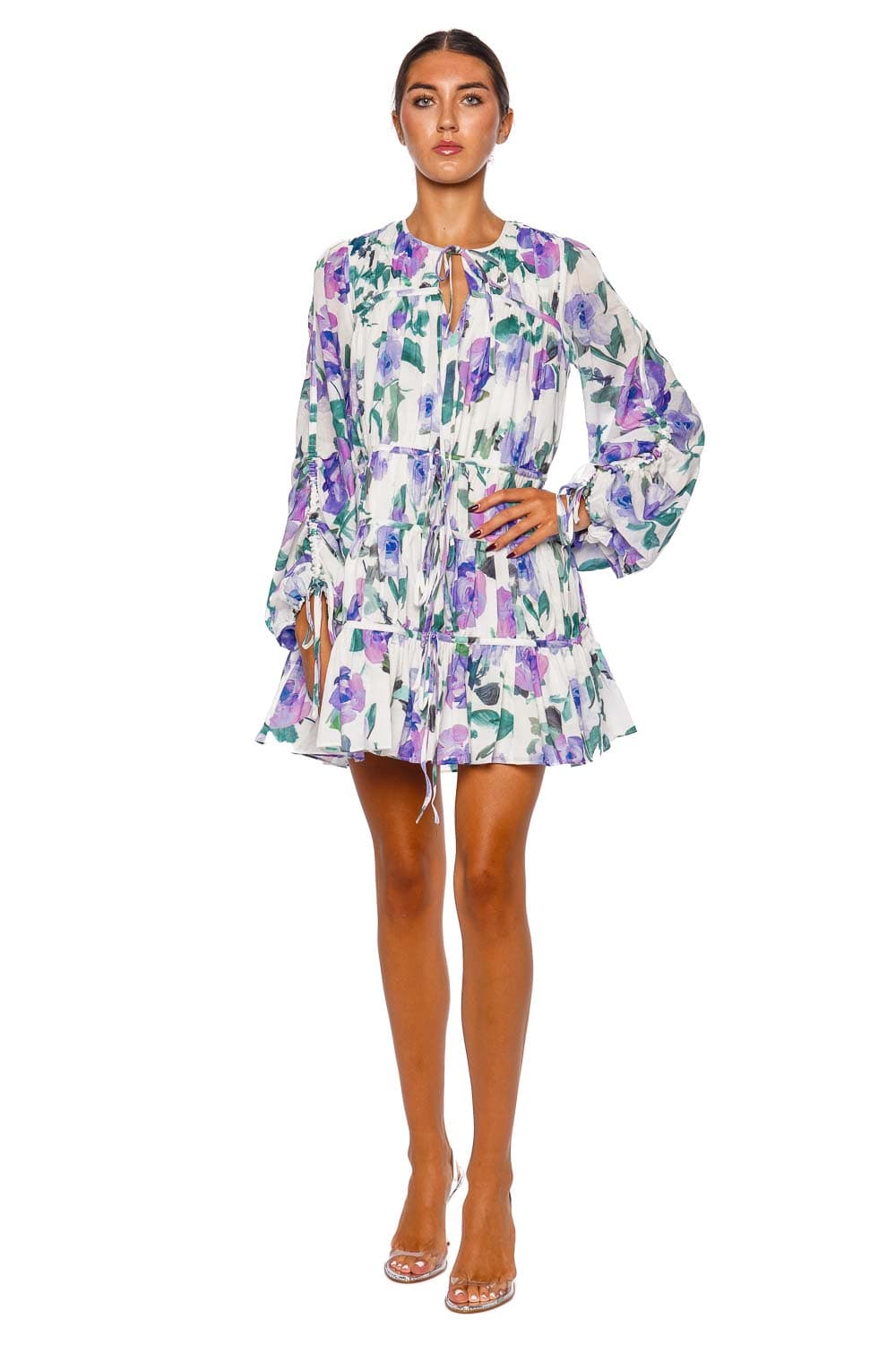 Clover Floral Long Sleeve Mini Dress