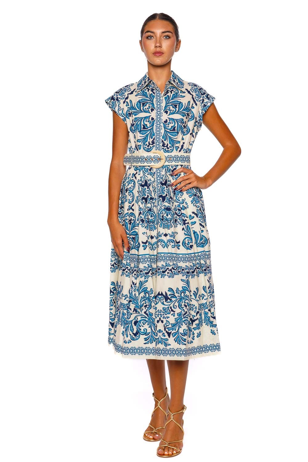 Octavia Belted Cotton Midi Dress