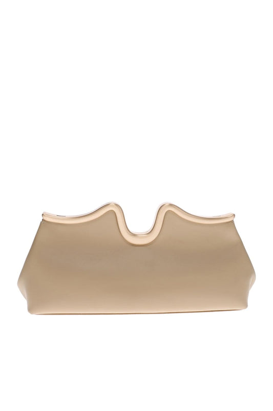 Valma Sand Sculptural Leather Clutch