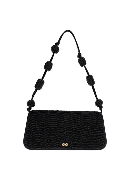 Sunniva Black Raffia Shoulder Bag