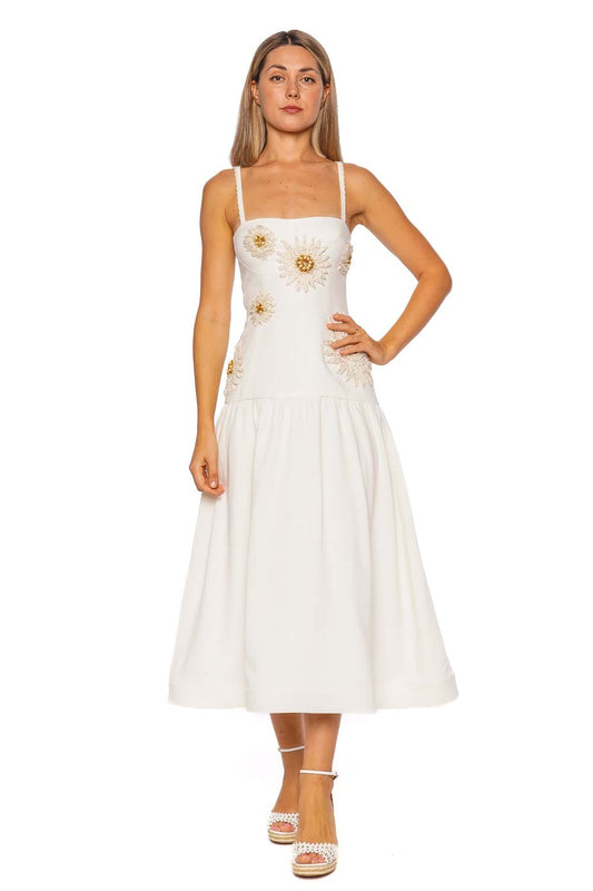 Tropic Flower Embroidered Midi Dress