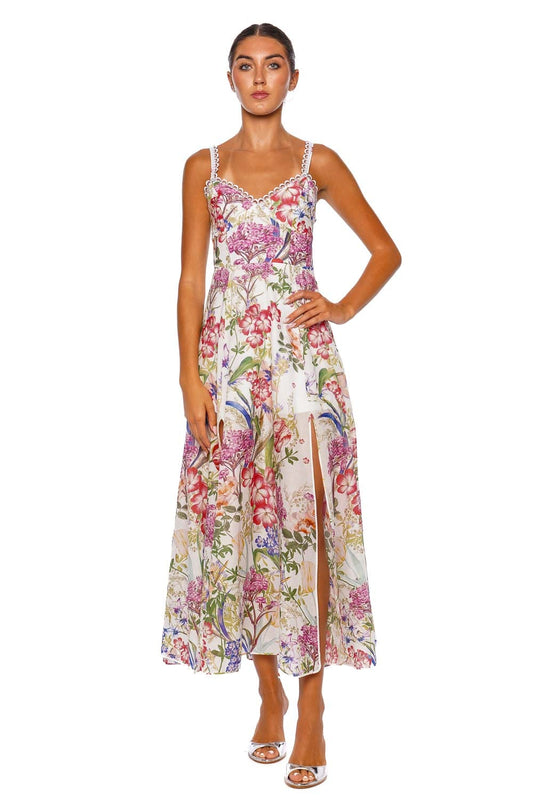 Iraso White Botanical Lace Midi Dress
